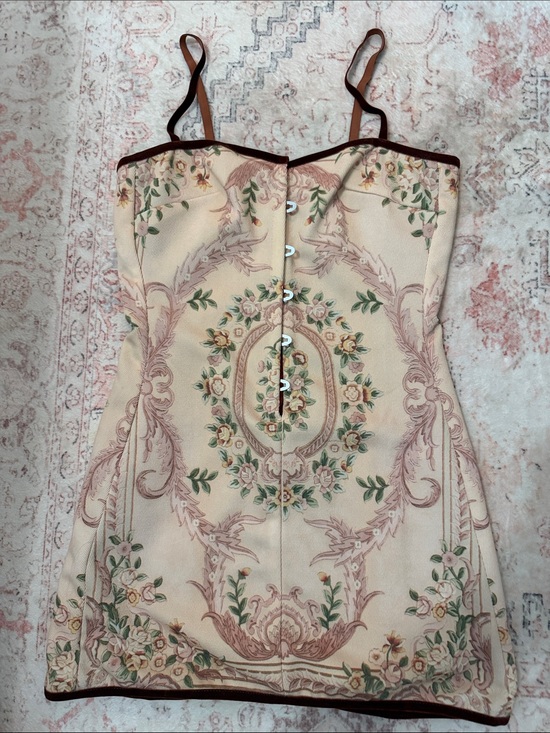 With Jean Dresses & Skirts - With Jean Floral Baroque Corset Dress with Brown Trim